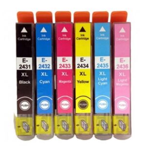 Epson-Compatible T2437 / T2438 / 24XL Six Ink Cart Multipack - T2431 to 2436 - Ink for Epson XP-750, XP-850 and XP-950