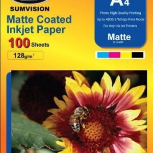Sumvision 128gsm Matte / Matt Paper - Inkjet Printer Compatible - A4 - 100 Sheets