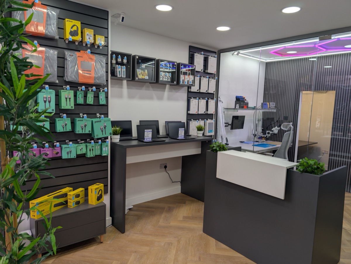 Inside repair alliance showing the counter and repair area