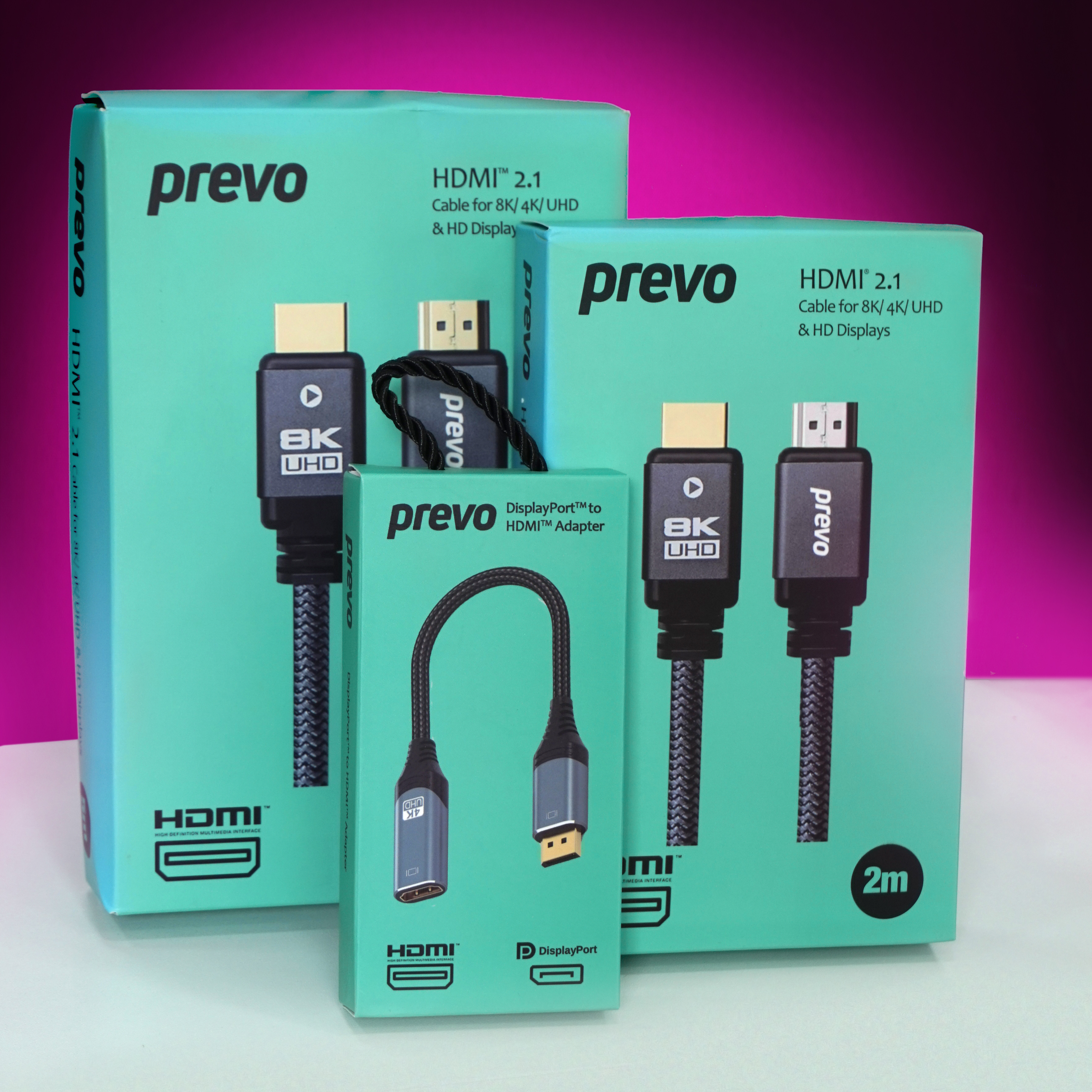 Prevo hdmi 2. 1 cables in 2m and 5m lengths plus displayport to hdmi adapter for 4k uhd, repair alliance dundee