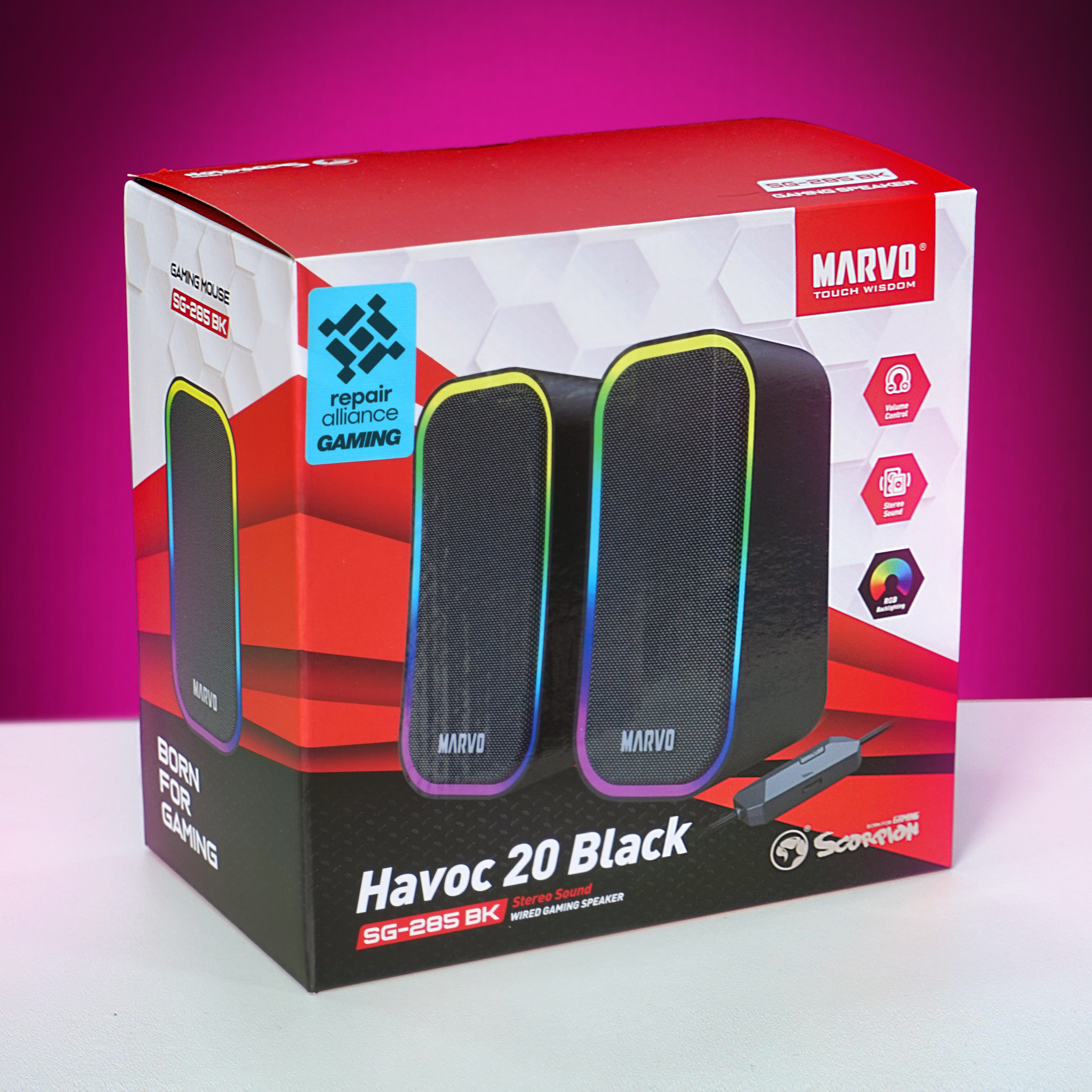 Marvo havoc 20 black (sg-285 bk) stereo wired gaming speakers, repair alliance gaming, dundee